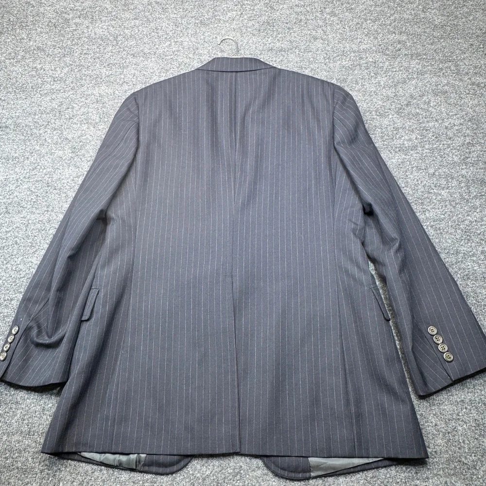 Polo University Ralph Lauren Blazer Mens 40R Navy Blue Pinstripe Wool Sport Coat